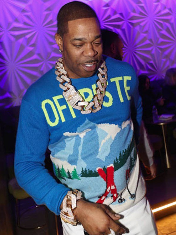 NYC Busta Rhymes Blue Sweater
