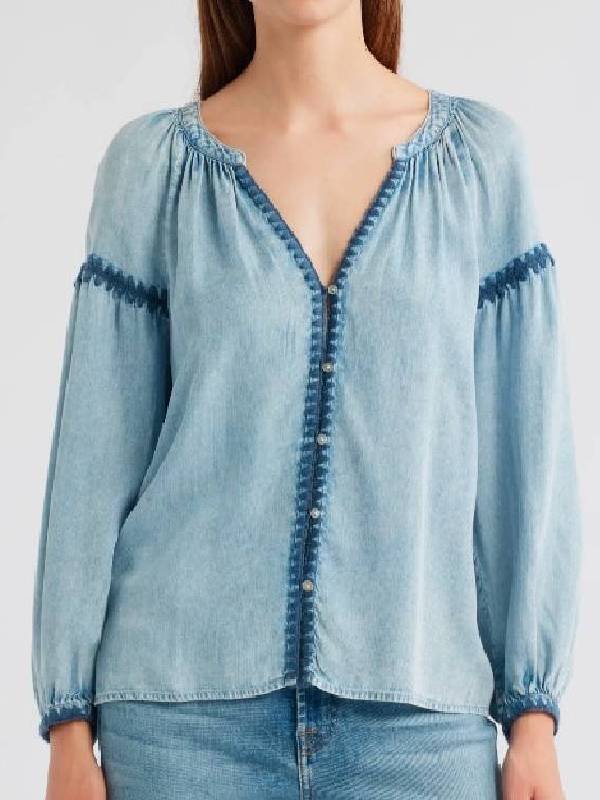 The Young and the Restless Sharon Newman Blue Embroidered Top - Image 2