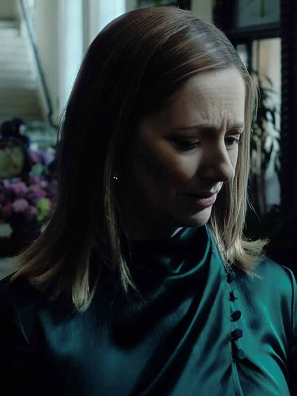 The Last Thing He Told Me S2 Judy Greer Green Silk Blouse