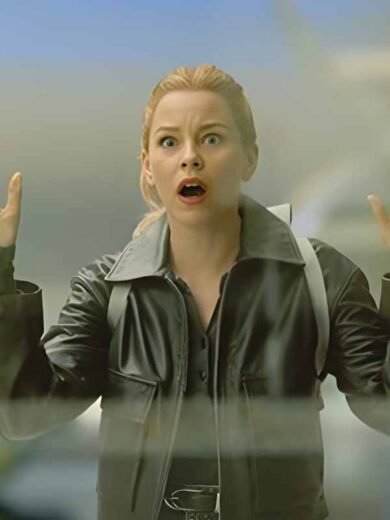 The Miniature Wife 2026 Elizabeth Banks Cropped Leather Jacket