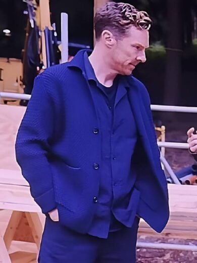The Roses 2025 Benedict Cumberbatch Blue Textured Cardigan